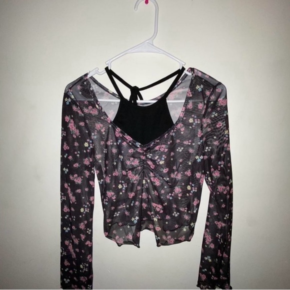 Tops - DAZY MESH HALF TANK CROP TOP 2 in 1